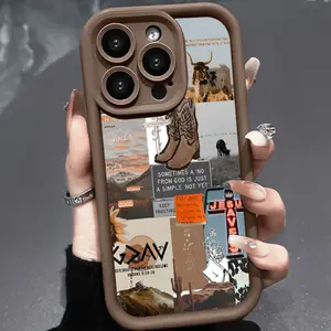 Phone case for iPhone 16 Pro Max 15 Plus 14 13 12 11 XR XS Cowboy Faith Pattern Shockproof Silicone TPU Bumper Drop Protection Soft Cover