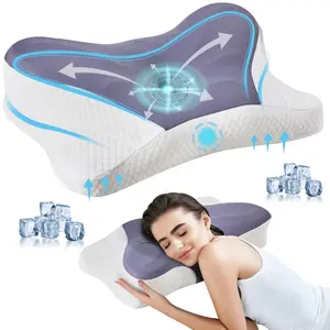 Cervical Pillow for Side & Hot Sleepers, Dual Height Ergonomic Design with Cooling Memory Foam for Optimal Alignment & Neck Pain Relief