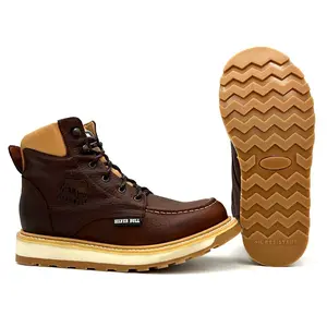 Silver Bull Moc Toe Classic Work Boot Brown Ankle Leather Footwear Lace Shoe SB-662 Comfort Walking Shoes