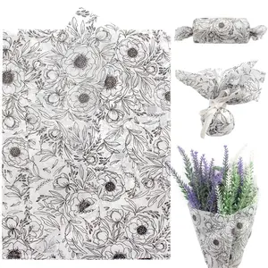 Snowberry Paper Gift Wrapping Paper, Semi-Transparent with Silver Lotus Pattern, 20x14 or 20x28 Inches, Ideal for Gifts and Parties