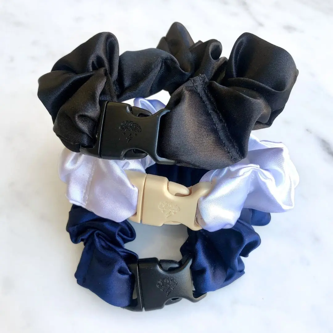 Power Trio - 3-Pack Neutral Buckle Scrunchies Bundle - No Snagging, No Tangles