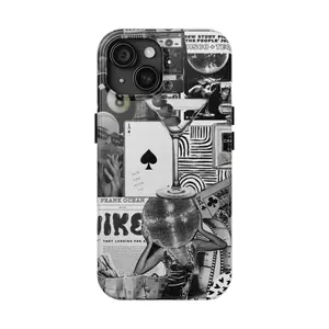 Retro Black and White Collage iPhone Case Groovy Vibes iPhone Case - Frank Ocean Design Retro Style Phone Cover For iPhone