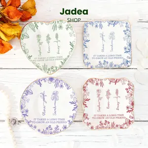 Custom Birth Flower Ring Dish, Personalized Friendship Jewelry Dish, It Takes a Long Time To Grow An Old Friend Diish, Besties Gift, Birthday Gift
