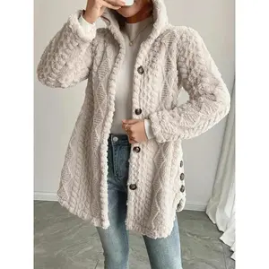 2025 FW Fashion Collection Women’s Autumn–Winter Warm Fashion Jacquard Hooded Cardigan Long-Sleeve Coat, Stylish Outerwear for Casual Daily Wear & School Activities (gift)