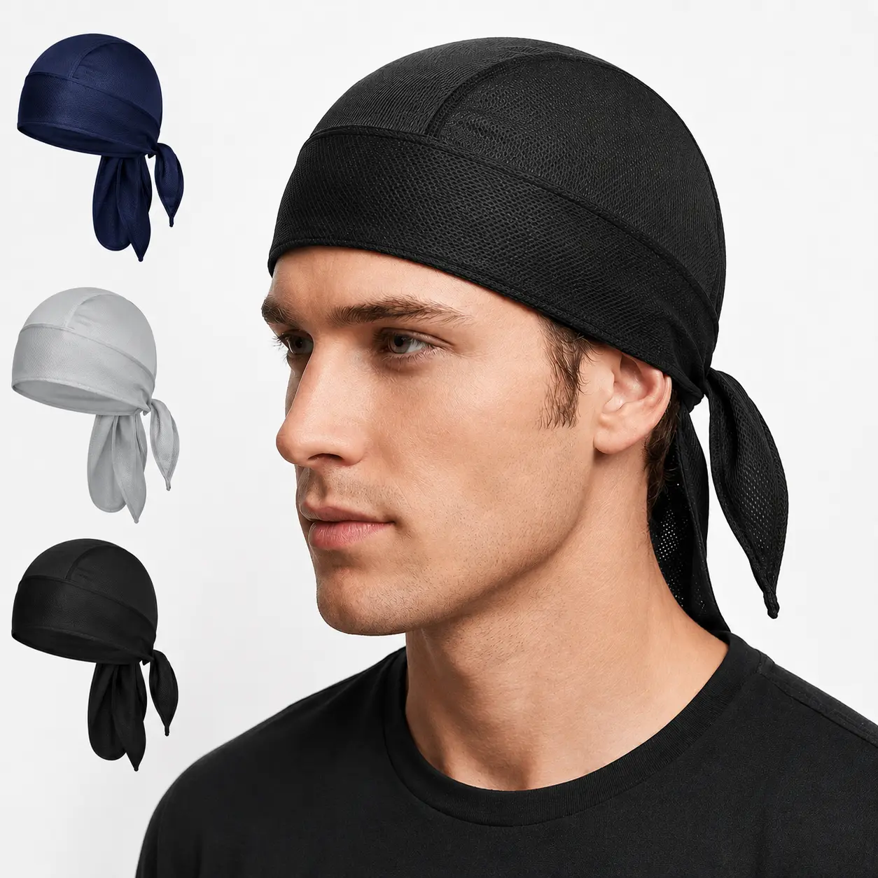 1Pcs/3Pcs Cooling Mesh for Men Women, Breathable Quick Dry Skull Cap,Sweat Wicking Do Rag,Lightweight Head Wrap, Helmet Liner, Motorcycle Headwear,Cycling Cap, Running Cap, Workout Hat, Gym Head Cover, Outdoor Sports Headwear, Summer Cooling Accessories