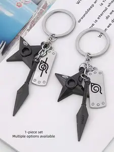 Anime Ninja Village Keychain, Metal Shuriken Kunai Pendant, Fan Cosplay Accessory, Casual Plain Style, All Seasons