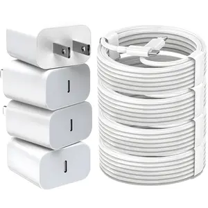 4 Pack 40W Fast Charger with 6FT Lightning or Type C Fast Charging Cable for iPhone 17/16/15/14/13/12 Pro Max, Samsung, AirPods, Mobile Smartphone Super Fast Charging Set