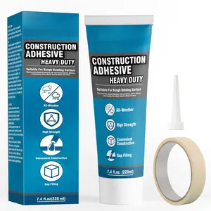 Construction Adhesive Heavy Duty, Cement Glue for Concrete, Floor, Wall, Stone,  and More, 7.4 Ounce Tile Squeeze Tube, Suitable for Rough Bonding Surface (220ml*1)