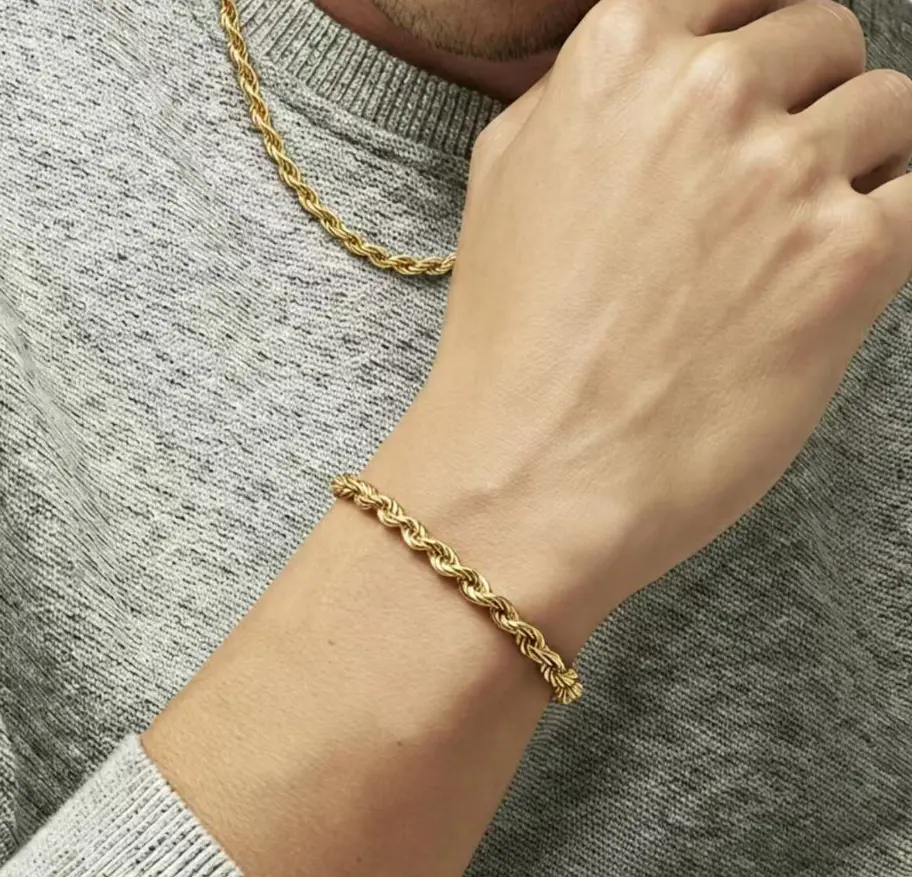 Gold Tone Byzantine & Twisted Rope Bracelet Set for Men & Women| Fashion Chain Jewelry locked long sweater Trendy Teen Girls Bracelets Set encouragement gift shiny beautiful design accessory perfect family bohemian dainty bangle woman girl gift unique dai