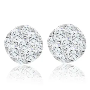 1/2Ct TW Round Cut Diamond Pave Studs Lab Grown 10k Yellow Gold Earrings