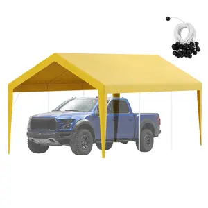 【fathersdaygift】VEVOR Carport Replacement Canopy Cover 10 x 20 ft, Garage Top Tent Shelter Tarp Heavy-Duty Waterproof & UV Protected, Easy Installation with Ball Bungees,Beige (Only Top Cover, Frame Not Include), Outdoor Canopy, Waterproof Portable Tent
