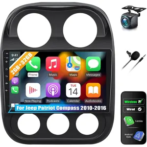 [2+32G] Android 15 Car Stereo for Jeep Patriot Compass 2010-2016 Stereo with Wireless Carplay &Android Auto,10.1 Inch Car Radio with Mirror Link Bluetooth FM/RDS WiFi GPS SWC Dual USB+AHD Backup Camera&Mic