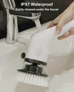 Electric Spin Scrubber, Cordless Cleaning Brush with 8 Replaceable Brush Heads, Tub and Floor Tile 360 Power Scrubber Dual Speed with Adjustable & Detachable Handle for Bathroom Kitchen Car