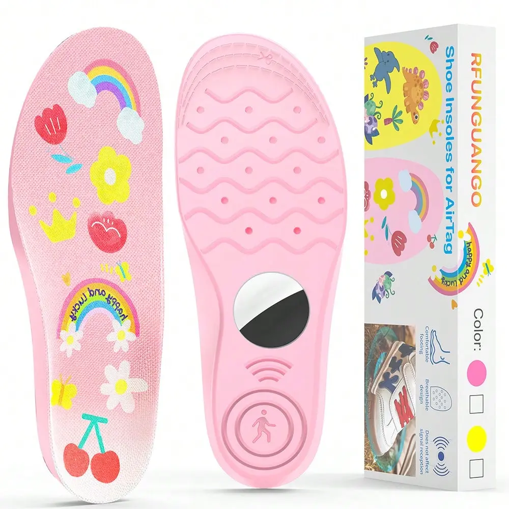 RFUNGUANGO Airtag Hidden Holder Arch Insoles - Comfortable Shoe Inserts for Kids, Tracker Device Case