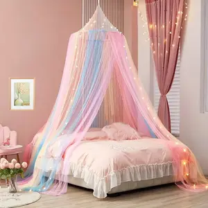 Princess Rainbow Mosquito Net, Outdoor Colorful Bed Cover/curtain, High Density Dome Curtain, Polyester Material, Round Shape