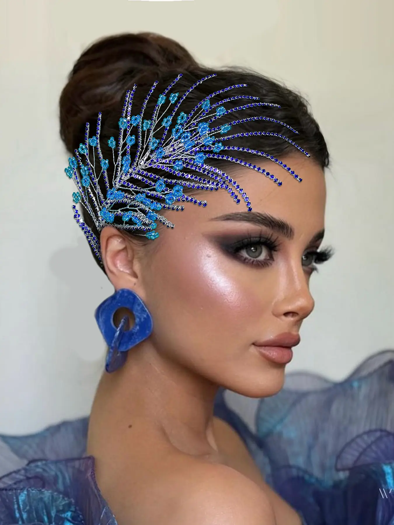Elegant Rhinestone Feather Pattern Headpiece for Women, Fashionable European Style Bridal Party Accessory, Wedding Ballroom Dance Hair Ornament, Tiaras, Wedding Hair Accessories