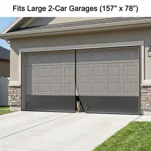 Magnetic Garage Door Curtain 157x78 Inch Adjustable Mesh Screen Hands Free Entry for Garage Gym Workshop Patio Easy Installation No Drill Required Must Have Home Improvement Hack Housewarming Gift Privacy Screen Bug Protection