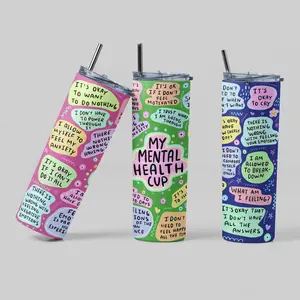 Mental Health Tumbler, Daily Affirmations Tumbler, 20oz Daily affirmations tumbler, gift for her, best friend tumbler, mental breakdown, Portable and Reusable Drinkware, Washable Leakproof Waterbottle, Bottled Mug, Insulated Bottle & Cups, Stainless Steel