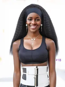 24 Inch Straight Synthetic Fiber Wig, Ultra-Lightweight, High Temperature Silk, Medium Length, Bangs Design, Women, Daily Party Use, Glueless Headband Wig