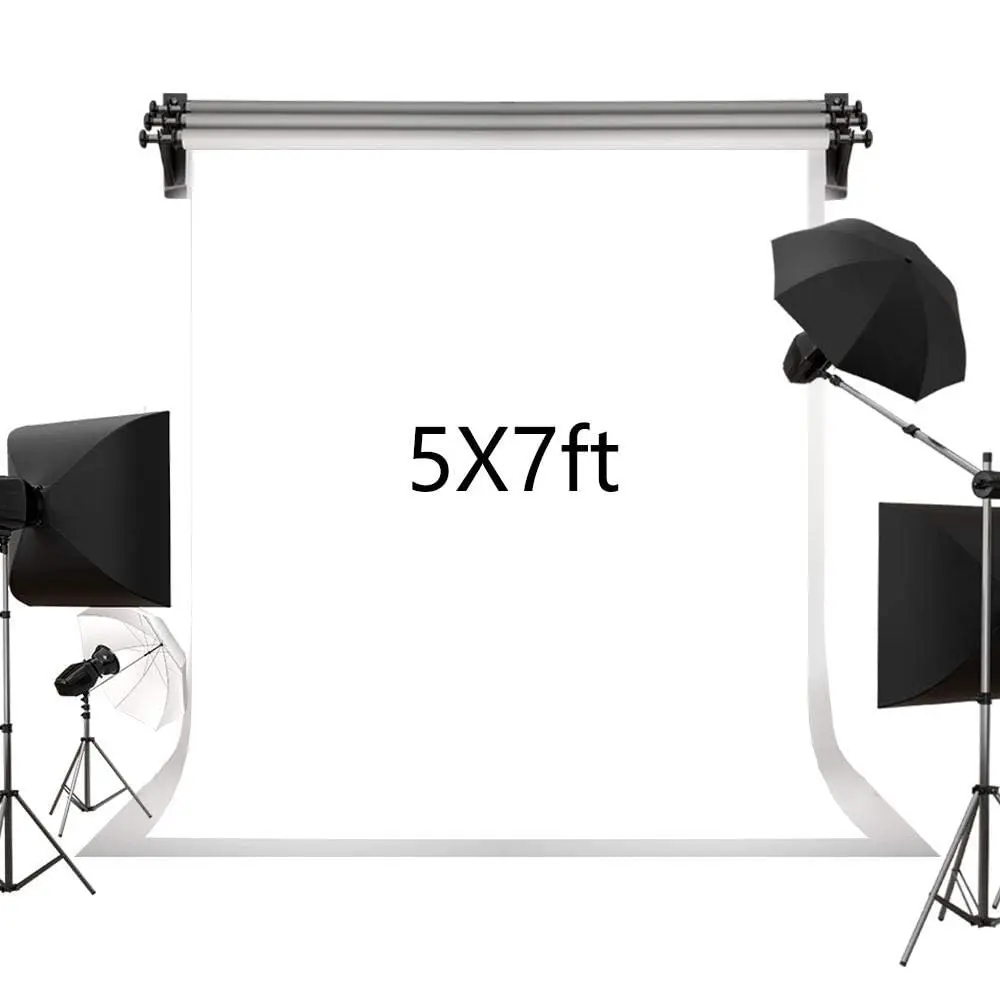 Photography Backdrop, 5x7 ft Solid White Seamless Microfiber Fabric with Rod Pocket - Washable, Folding & Non-Reflective for Studio Portraits, Children, Birthday & Holiday Photography Props, 5Ftx7ft, Happy Birthday, Easy To Carry, Family Decoration