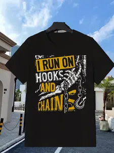 1pc Men's Heavy-Duty Tow Truck Driver Shirt with Towing Logo Print - Retro Crew Neck Short Sleeve Top, Drop Shoulder for Towing Professionals & Casual Wear - All-Season Machine Washable Apparel