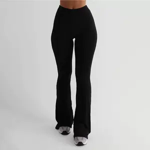 Comfortable Everyday Fitted Flare Nylon Spandex Legging Pants Womenswear Comfort Trouser
