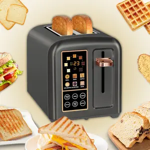 Toaster 2 Slice, Stainless Bread Toaster Touch LCD Display, 50% Faster Heating Speed, 1.4'' Extra Wide Slots Toaster with 4 Basic+More Timer Functions, Removable Crumb Tray wide slot kitchen  toaster Sandwich Waffle Toastie Maker Automatic