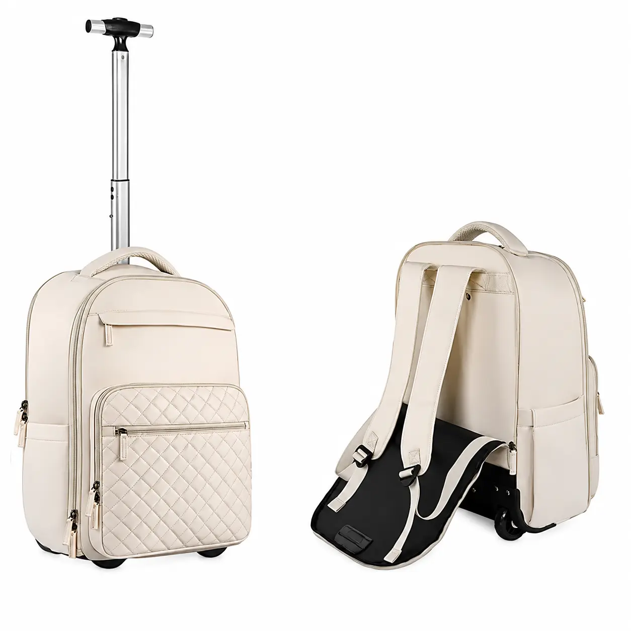 2-in-1 Oxford Fabric Adjustable Travel Luggage - Large Capacity Multi Functional Carryall, Airplane Carry On Bag, Convertible Rolling Backpack with Retractable Handle & Wheels, Travel Weekender Bag for Men/Women, Graduation Gift Organizer, Carry On Bags F