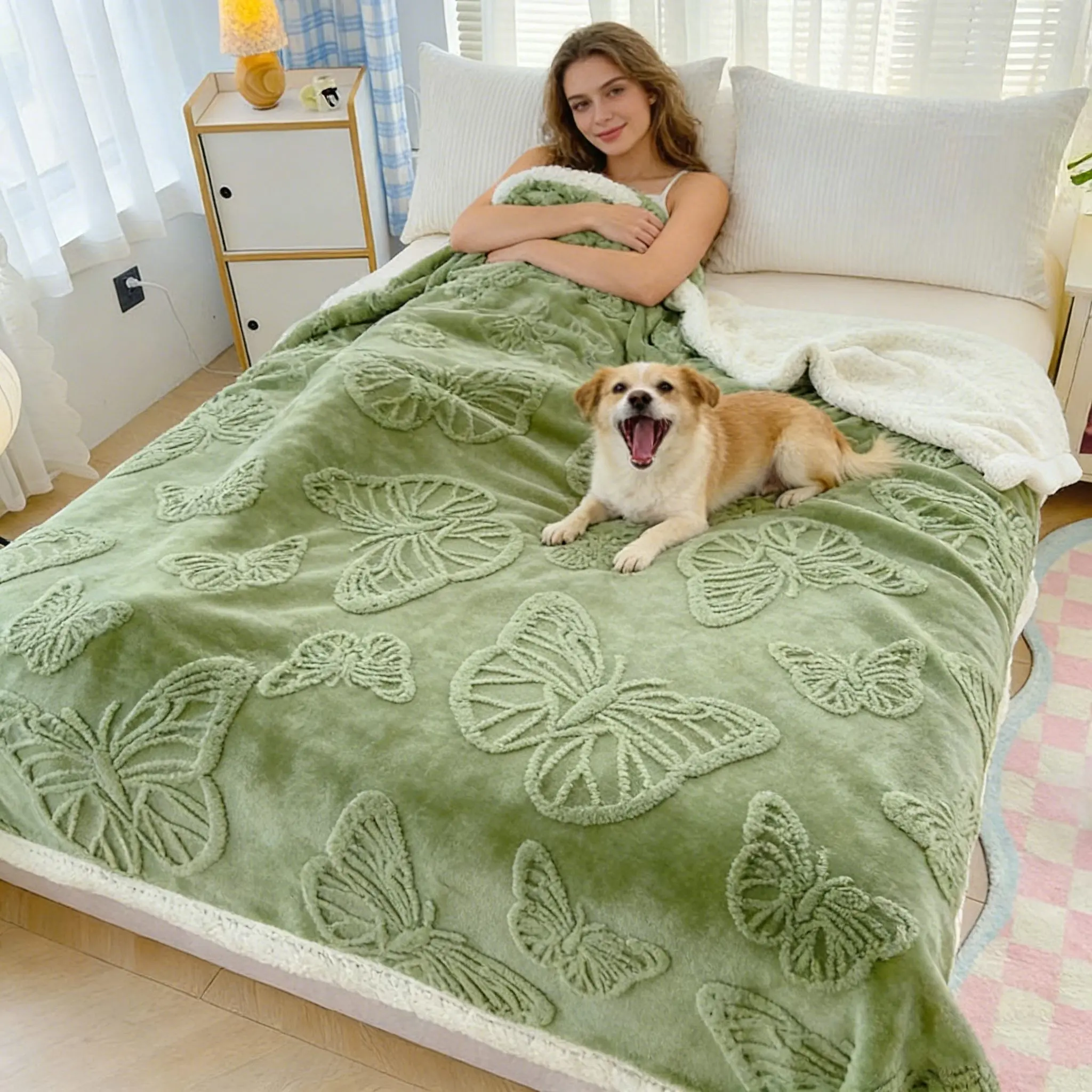 King Queen Size Butterfly Blanket, Soft Warm Blanket, Breathable Non-Sweaty, Multi-Color Options, Ideal for Bedroom Office Outdoor Camping Beach Picnic Sofa, Cozy Throw Blanket