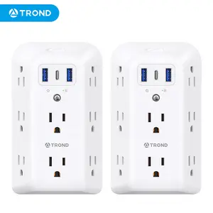 TROND Outlet Extender Surge Protector, 8 AC Outlets with 3 USB Ports (1 USB C), 1440J Electrical Plug Multiplier, Multi Plug with On/Off, 3-Way Multi-Wall Extension Adapter for Home School Office