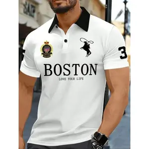 Men's letter printed polo shirt, summer casual short sleeved collar top, daily fashionable men's clothing, Polo T-shirtRAIMENTRY