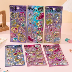 3D Sparkling Shake Sticker, Candy and Animal Stickers, Flowing Sand 3D Diamond Gemstone Crystal Sticker, DIY Decorations for Girls