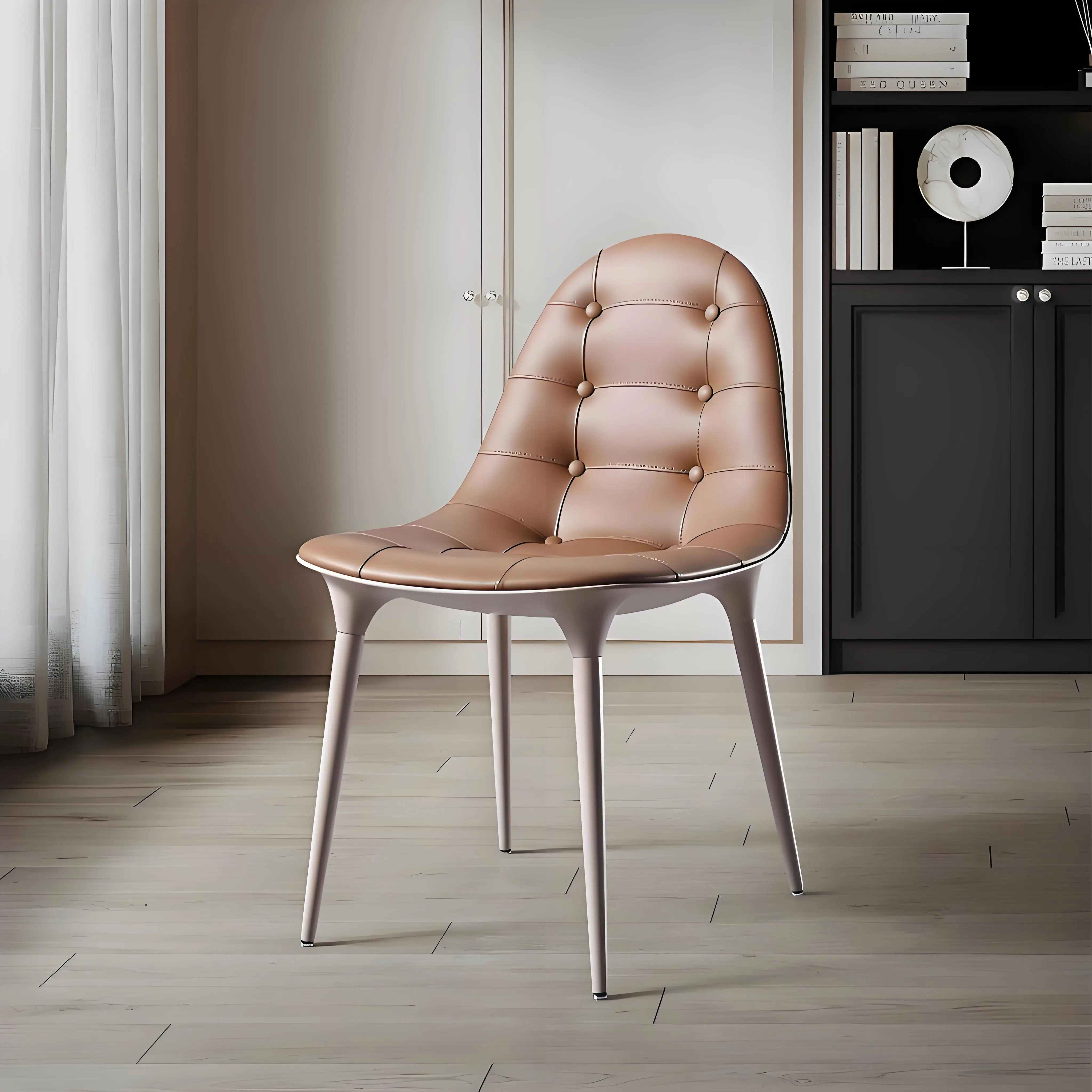 Italian minimalist dining chair, cream style, vintage chair, homestay, creative designer, light luxury coffee shop, backrest, leisure chair