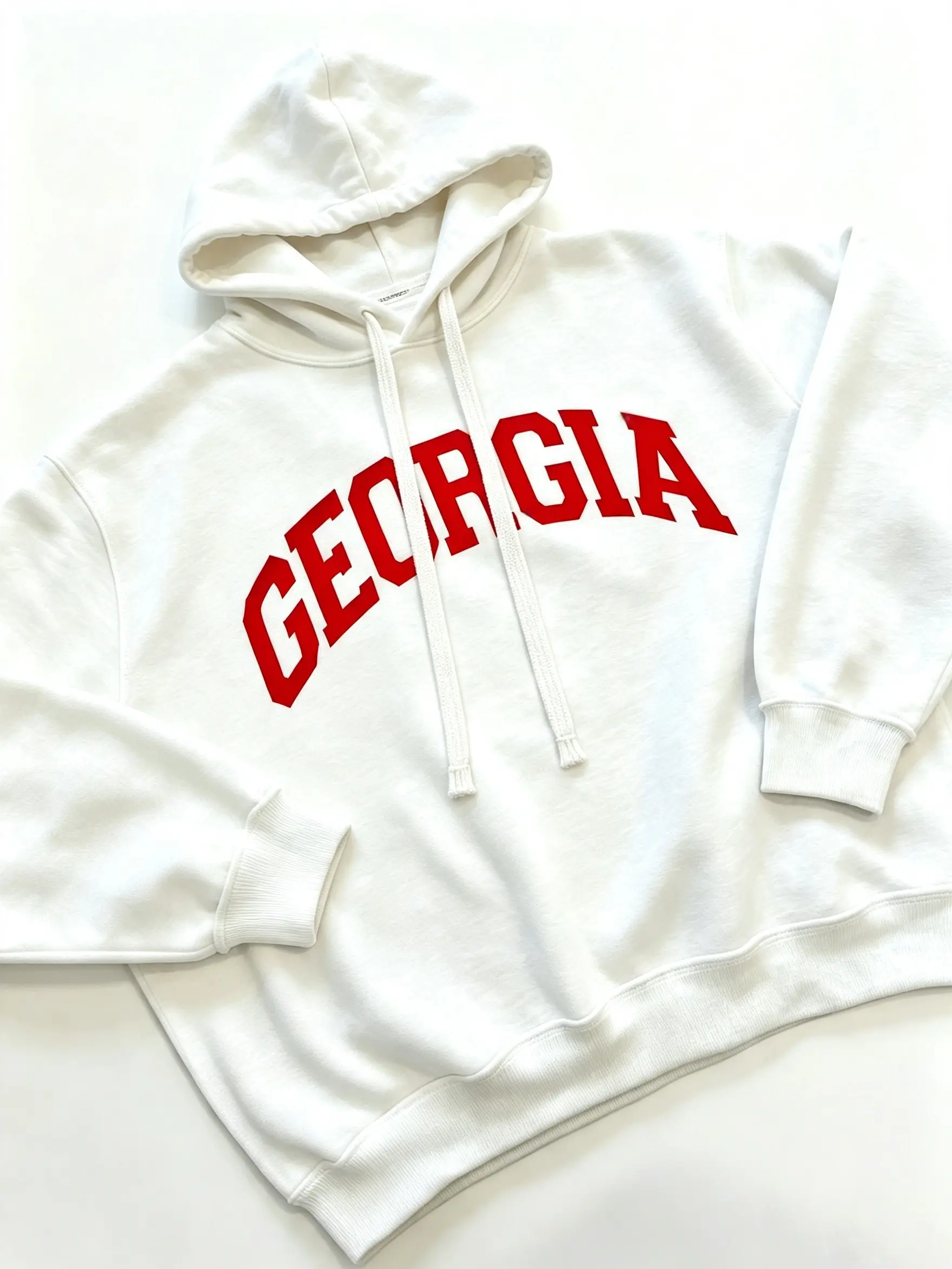 Men’s Georgia Letter Print Oversized Hoodie - Unisex Plus-Size Menswear Long-Sleeve Soft Pullover, Vintage Collegiate Graphic Cargo-Inspired Casual Top, Back-to-School Streetwear Outfit (Fits Men/Women, Classic Retro Everyday Wear Jeans Pairing)