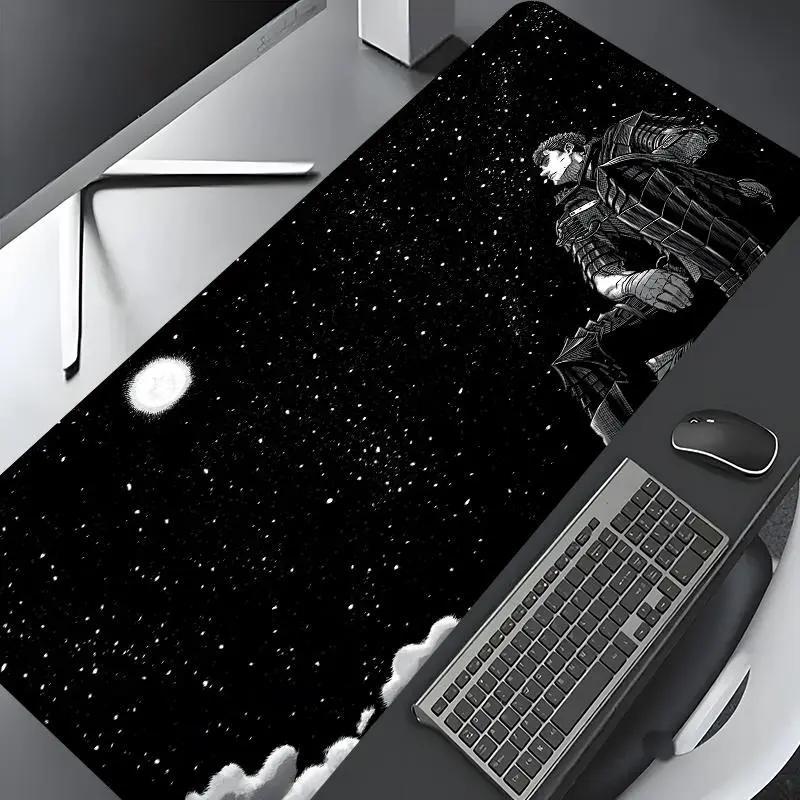 Starry Night Samurai Large Gaming Mouse Pad,Aesthetic Desktop Decoration Protection Pad,Washable Rubber Pad Non-Slip Lock Edge Multi-Size Mouse Pad Suitable For Home Office,Computer Desk Accessories,Desktop Accessory,Good Gift for Family and Friends