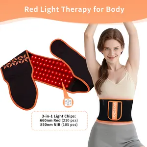 Vosalan AllevarRed Light Therapy Belt1- 660nm Red + 850nm NIR-105 Triple LED Lights - 2 Pulse Modes - Timer & Remote Control - Deep Tissue & Muscle Recovery - Portable Wraparound Design