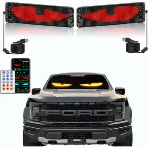 2 count Devil Eyes Light for Windshield,19.3"x4.3" Flexible LED Eye Lights for  Windshield with Remote and APP Control,Dynamic Personalized LED Display Screen Panel for   Window