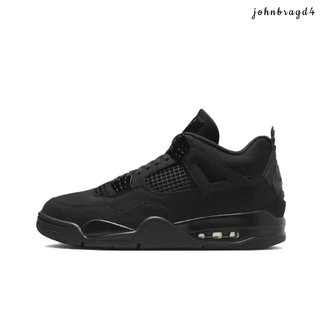 Black Cat anti-slip and durable mid-top retro basketball shoes, unisex black Black Cat anti-slip and durable mid-top retro basketball shoes, unisex black