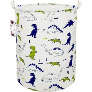 Dinosaur Laundry Basket Baby Laundry Hamper Cute Kids Hamper Toy Bin Handles for Boys and Girls Dinosaur Room Decor (Polychrome Dinosaurs)