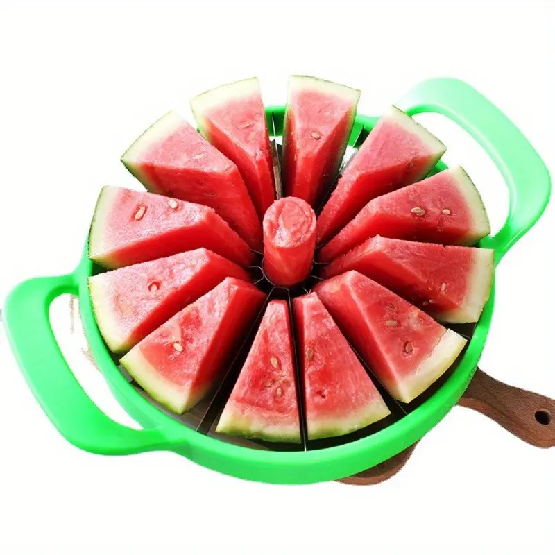 Easy-Grip Stainless Steel Handheld Fruit Slicer, Durable Vegetable Slicer, Large Labor-Saving Sharp Blade Kitchen Cutting Tool, Safe Utensil for Watermelon Slices & Daily Produce Prep