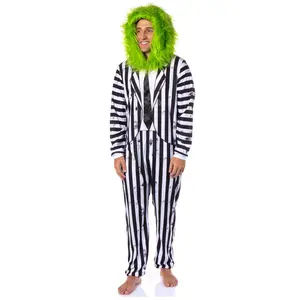Beetlejuice Mens' Halloween Movie Character Union Suit Costume Sleep Pajama For Adults