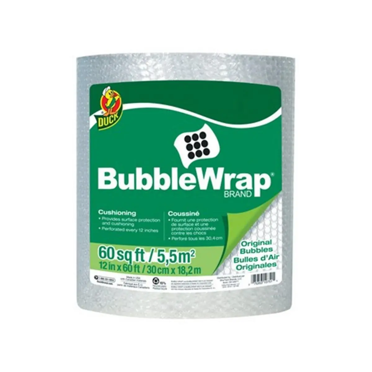 Duck Airtight Bubble Packing Wrap Roll (1061835) - 12 in x 60 ft, 12 in Cushioning for DIY Projects, Surface Protection for Specialty DIY Supplies
