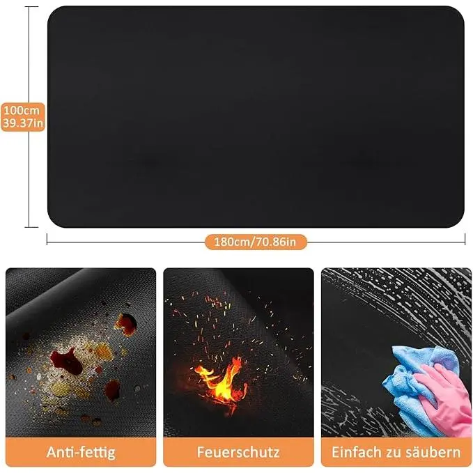 70x40 Inch Silicone BBQ Grill Mat, Durable Fireproof Oil-Proof Waterproof Underlay Cover, Foldable Easy-to-Clean Outdoor Cooking Mat for Deck Patio Grease & Spark Protection