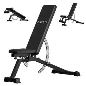Adjustable Weight Bench, Workout Bench Press Set, Removable Leg Support for Flat Incline Decline Sit Up Bench, Vertical Storage Space-Saving Multi-Functional Home Gym Equipment Exercise Machine