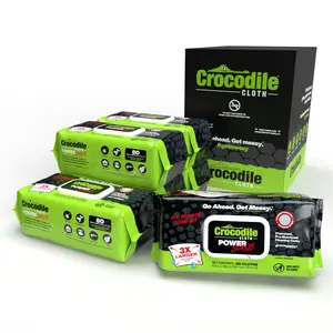 Crocodile Cloth PowerSCRUB - Dual-Surface, Smooth + Scrubby Wipes - 6 Pack Case (480 Count)