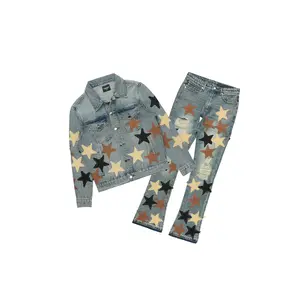 Starlane Vintage Blue Denim Jacket/Stacked Flare Jean Set