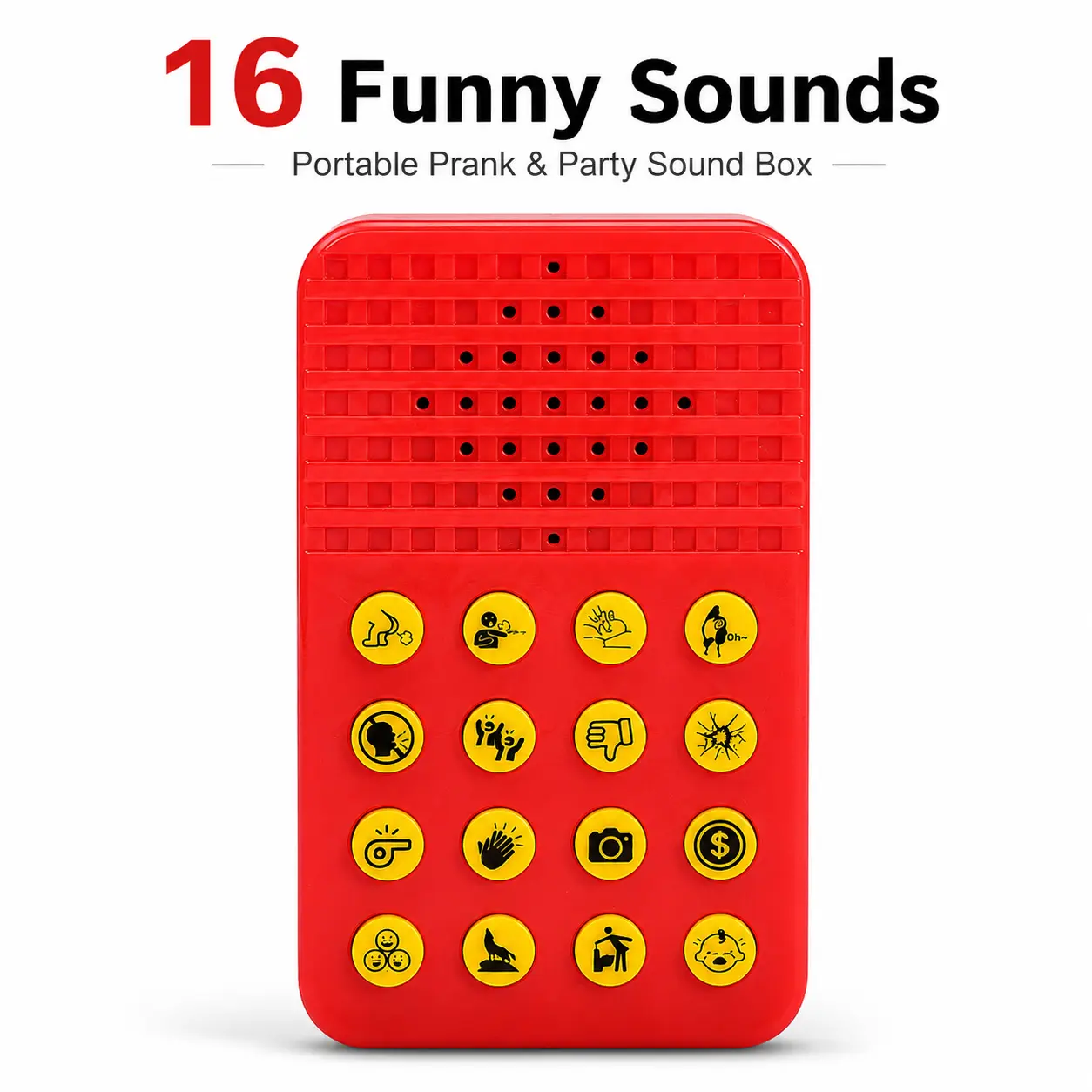16-Button Sound Effects Machine, Handheld Prank Noise Maker with 16 Funny Sounds, Portable Soundboard Toy for Kids, Teens & Adults, Birthday Party Favor & Gag Gift