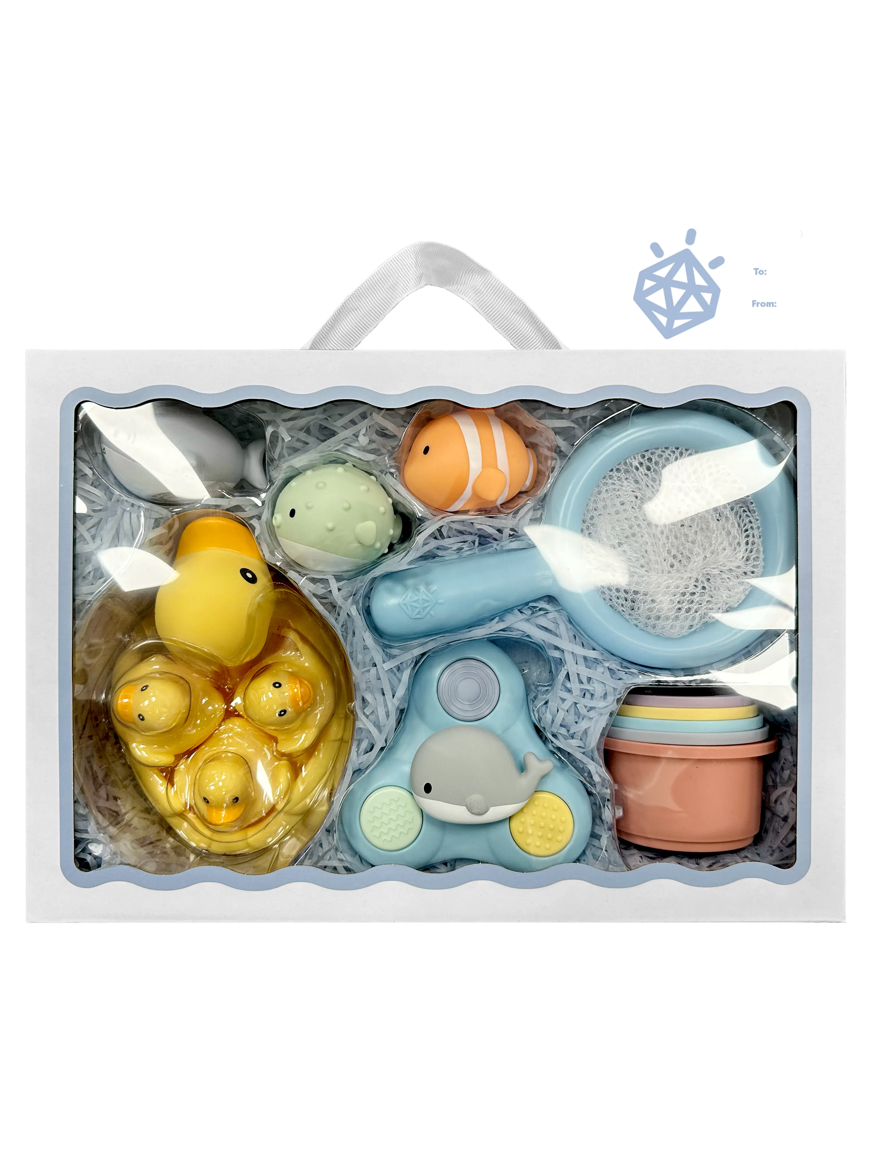 Jool Baby Bathtime Adventure 15-pc Gift Set with Bath Toys Floating Ducks & Sensory Fun for Baby Shower Includes 3 Mama & 3 Baby Ducks 3 Squirters 5 Cups & Fidget Toy Bathtoy