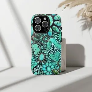 💎🌿 Turquoise Mosaic Luxe Phone Case – Tough Glossy Cover for IP Phone Models 17 16 15 14 13 12 11 X Series