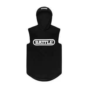 Battle Sleeveless Light Action Hoodie - Black Raglan Cut Four-Way Stretch Performance Polyester Adult & Youth Sizes